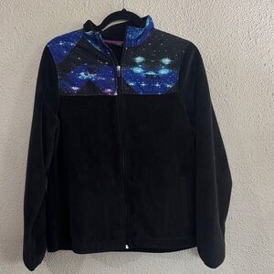 Fila Black Fleece Jacket with Blue Galaxy Yoke